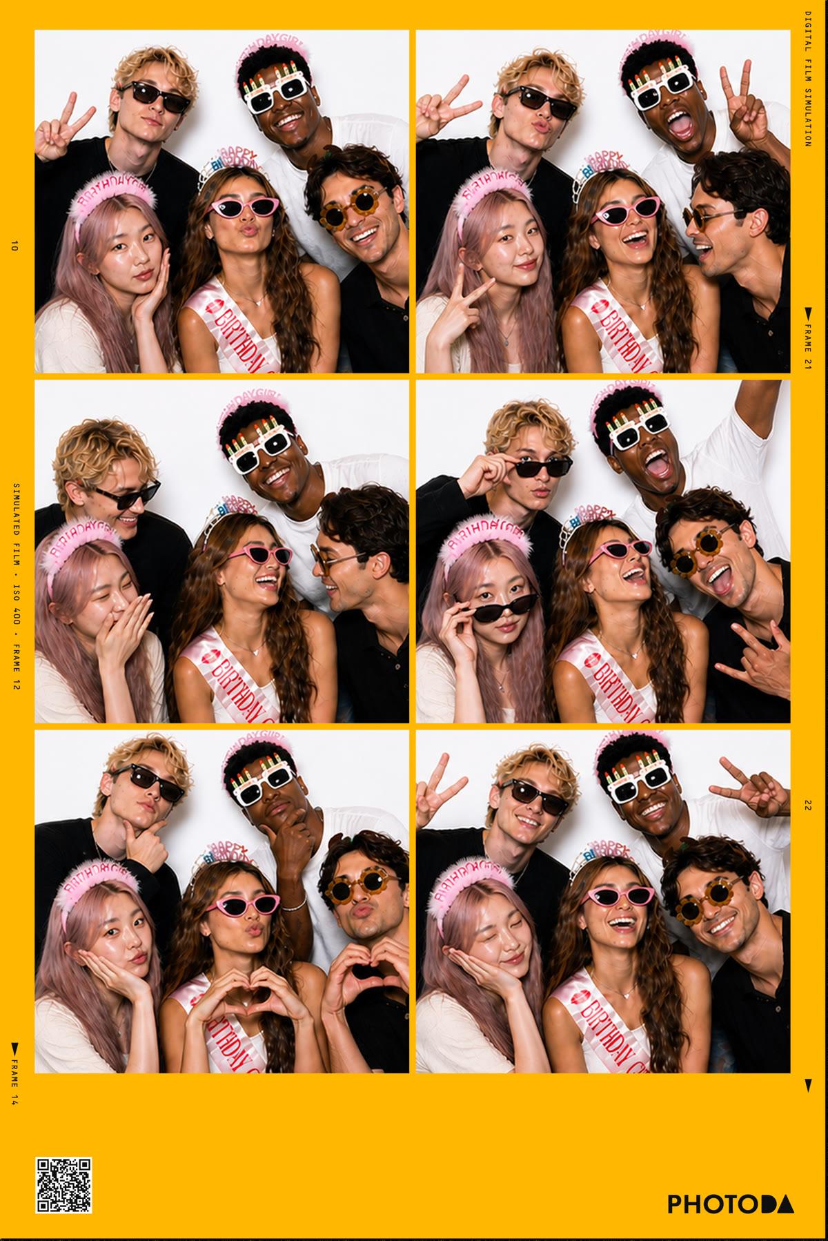 A diverse group of friends celebrating a birthday together at PhotoDA
