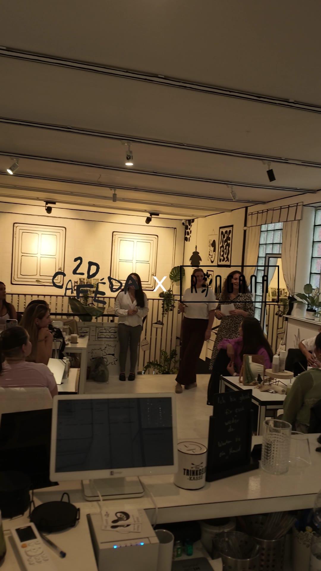 RINGANA presenting their Fresh skincare line to guests inside 2D Café Da, under a hand-drawn '2D CAFÉ DA x RINGANA' sign